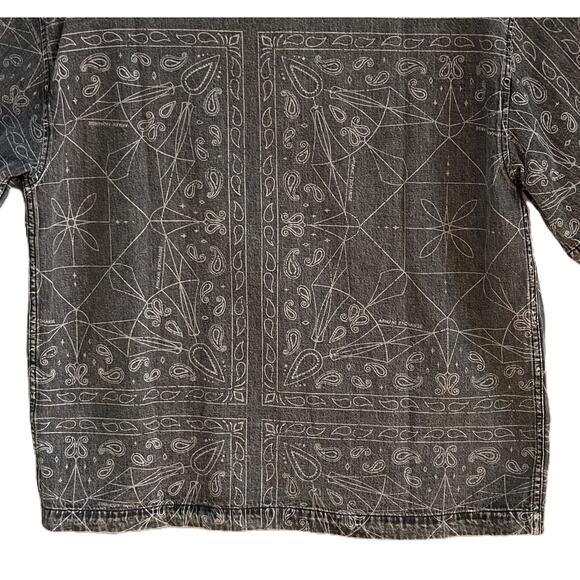 Armani Exchange Shirt Men's Large Regular Fit Short Sleeve Charcoal Paisley NEW - Picture 7 of 13